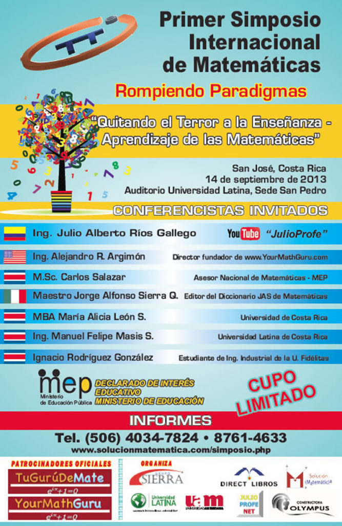 Primer Simposio Internacional de Matematicas en Costa Rica‏