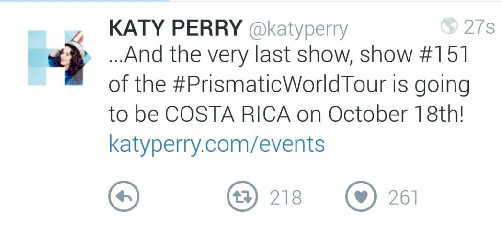 Katy Perry en Costa Rica PRISMATIC WORLD TOUR
