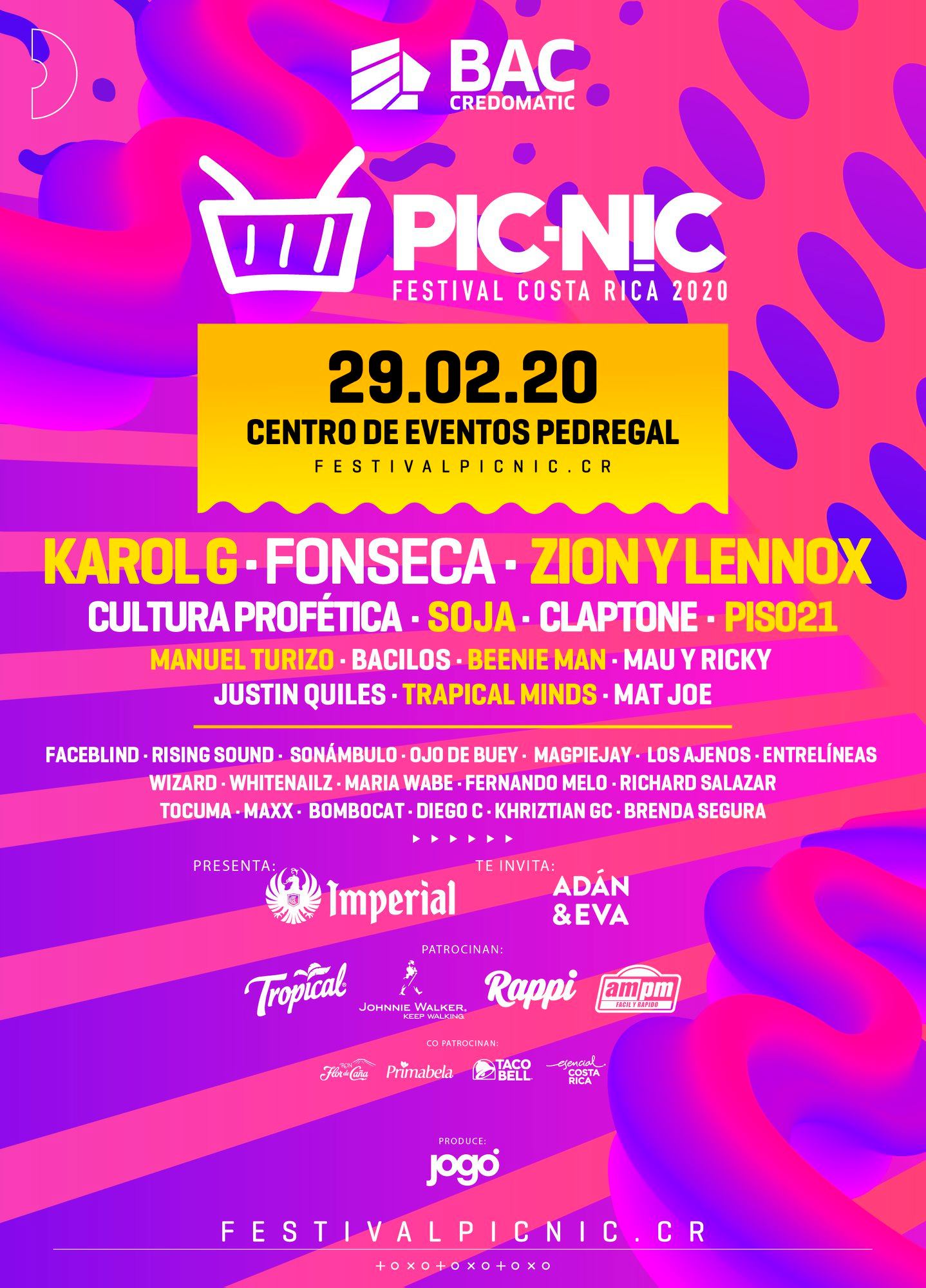 Picnic Festival 2020 Costa Rica Lineup