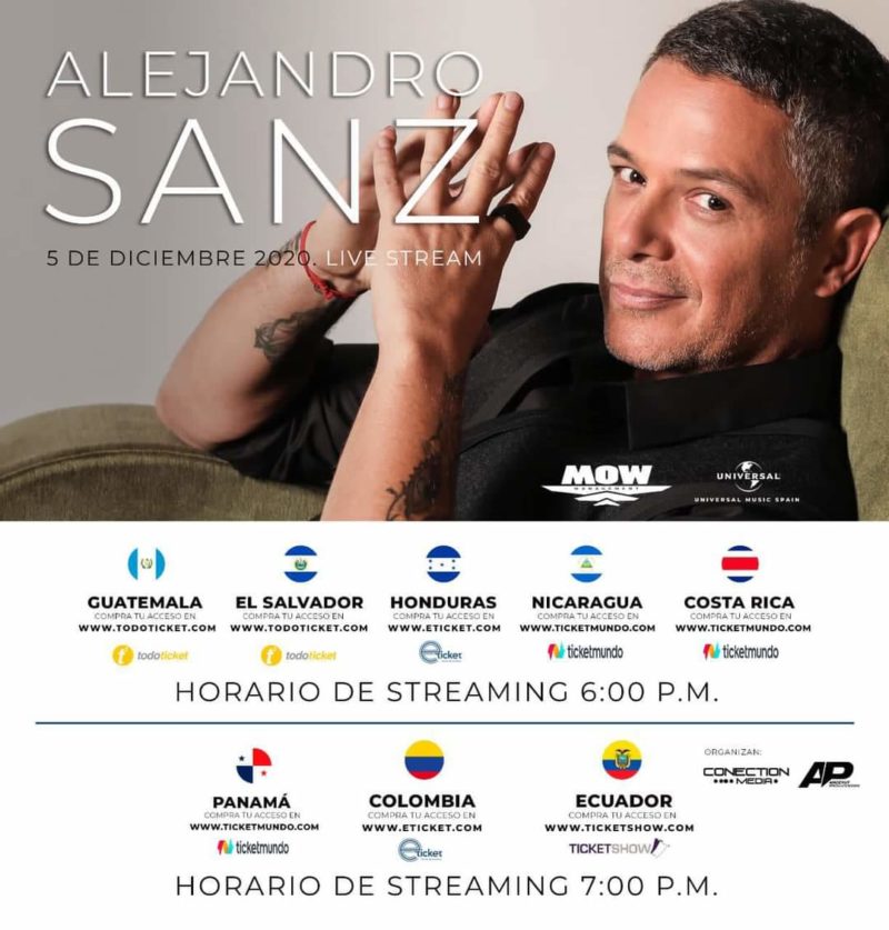 Sanz vía Live Stream 2020 - horarios