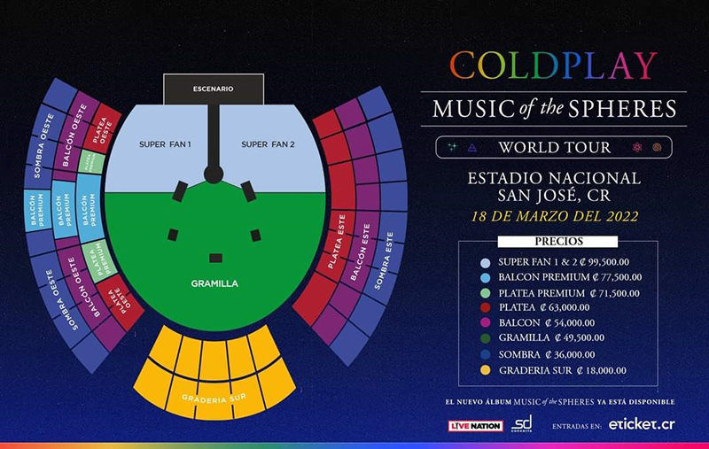 Music of the Spheres World Tour - Coldplay - Costa Rica - entradas